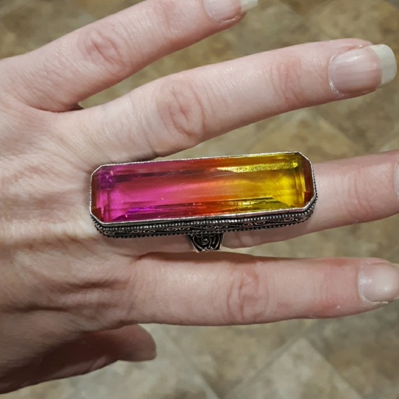 New Amazing Oversized Ametrine 925 Silver Statement Ring. - Picture 3 of 8